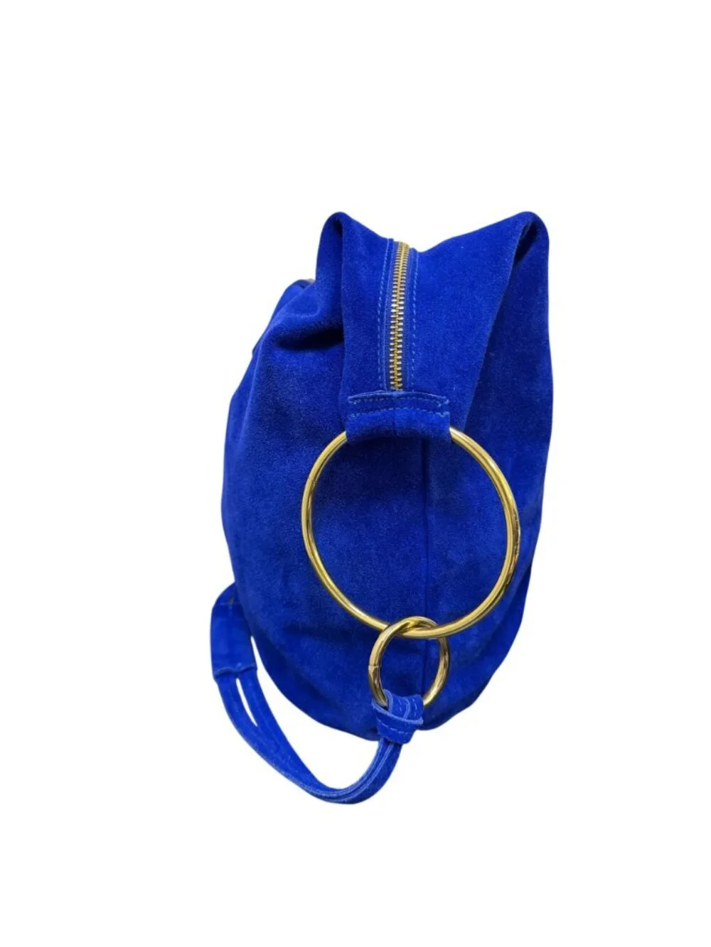 Marlon Blue Genuine Leather Hobo Bag With Gold-Tone Accents